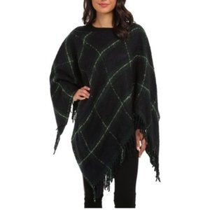 Lauren Ralph Lauren Multi Plaid Fringe Poncho